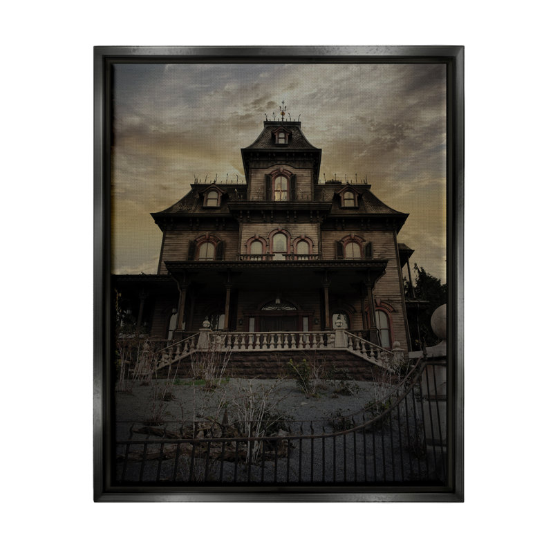 «Haunted House Landscape», impression encadrée sur bois, Cadre flottant noir de jais, H 21 po x l 17 po x P 1,7 po