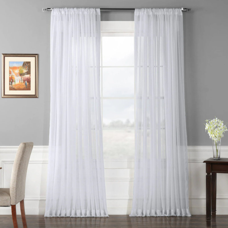 Carissia Extra Wide Sheer Curtain Panel, 100" W x 96" L, White