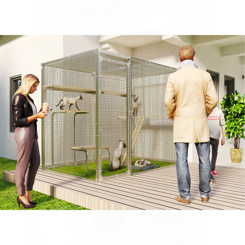Grand parc pour chat, abri pour cage de chat, 7,8 pi x 4,9 pi