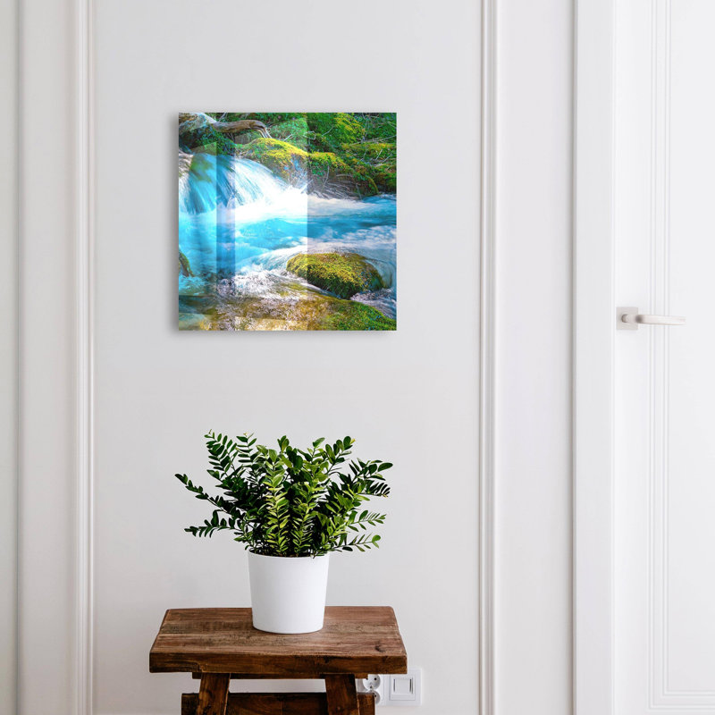 Key box, Opens to the right, 30x30x5, White, A picturesque waterfall among the greenery, 