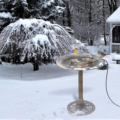 Bird Bath Bird Bath Heater For Outdoors In Winter - 10 W Birdbath Deicer With Thermostatic Control And 4.3 Ft Long Power Cord, Energy Saving For Garden Yard Patio