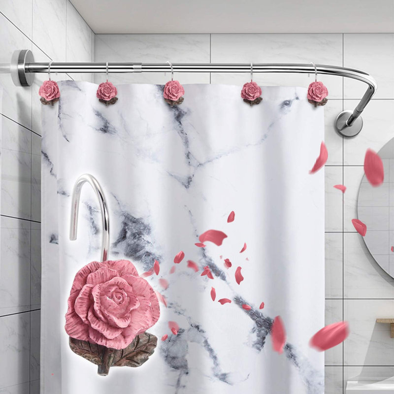 Crochets de rideau de douche, 12 crochets décoratifs en résine rétro antirouille pour salle de bain, chambre de bébé, chambre à coucher, salon