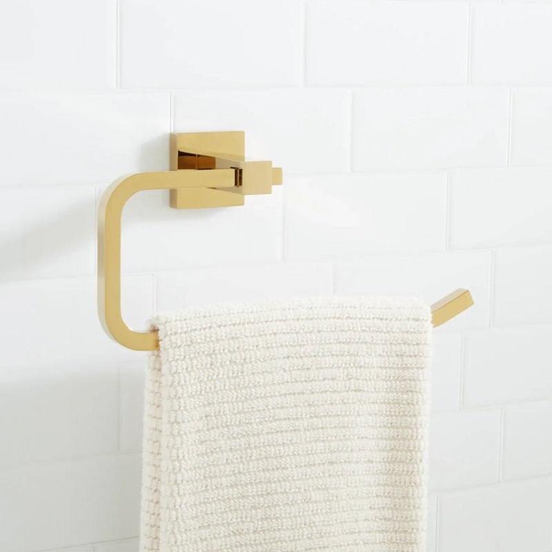 Albury Collection Wall-Mount Towel Ring, Polished Brass
