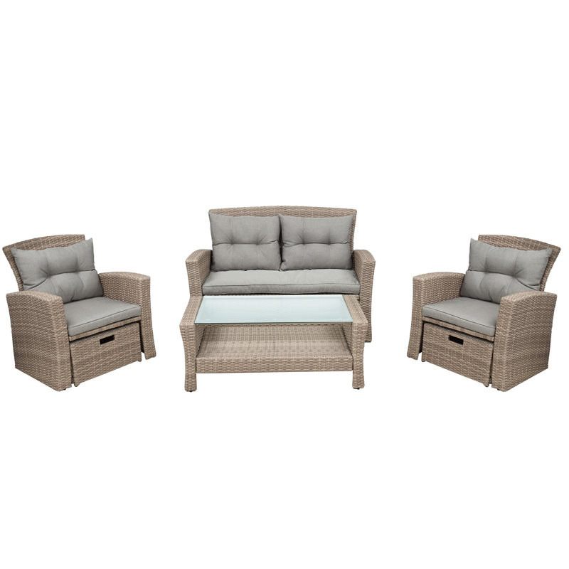 Ensemble de mobilier de patio en U, Tissu gris