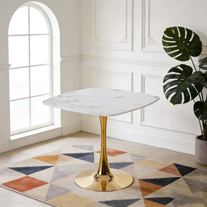 31.5"SquareTulip Dining Table, 28.93"H x 31.5"L x 31.5"W, White