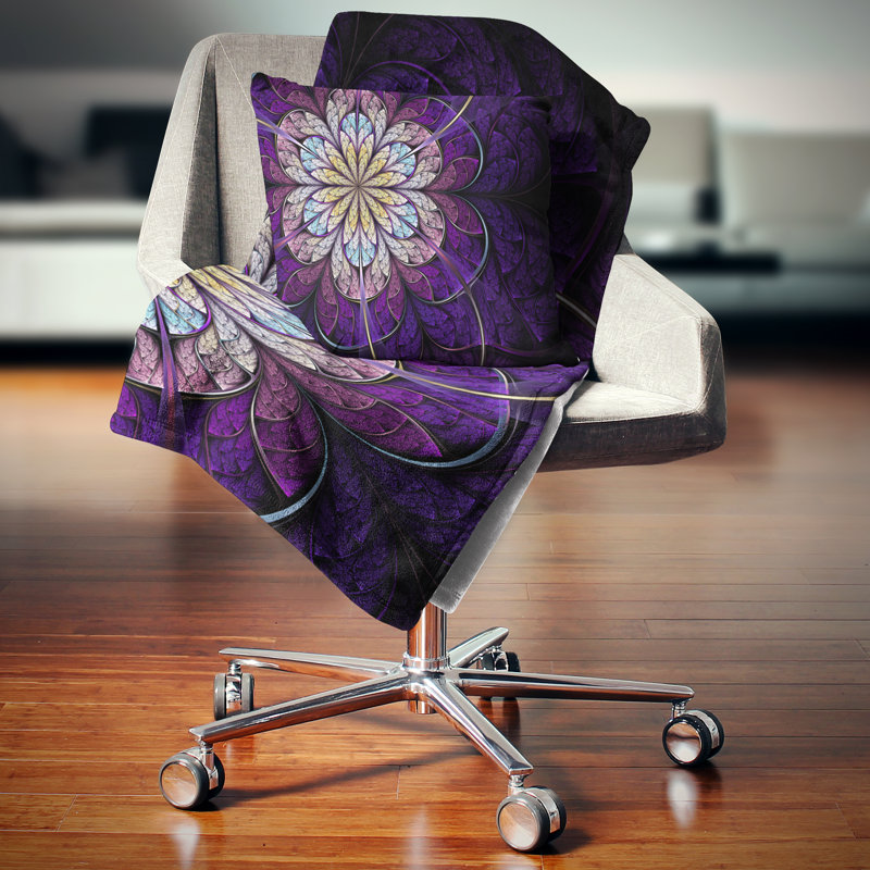 Grand coussin floral fractal, 18 po x 18 po, Coussin décoratif
