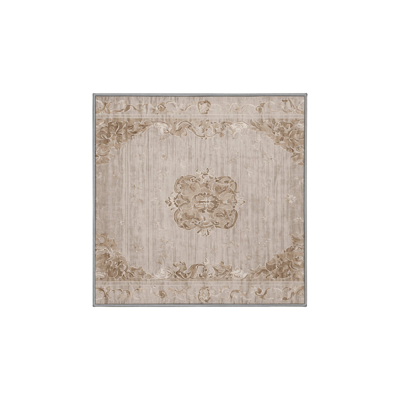 Machine Washable Gray Area Rug, Square 6'