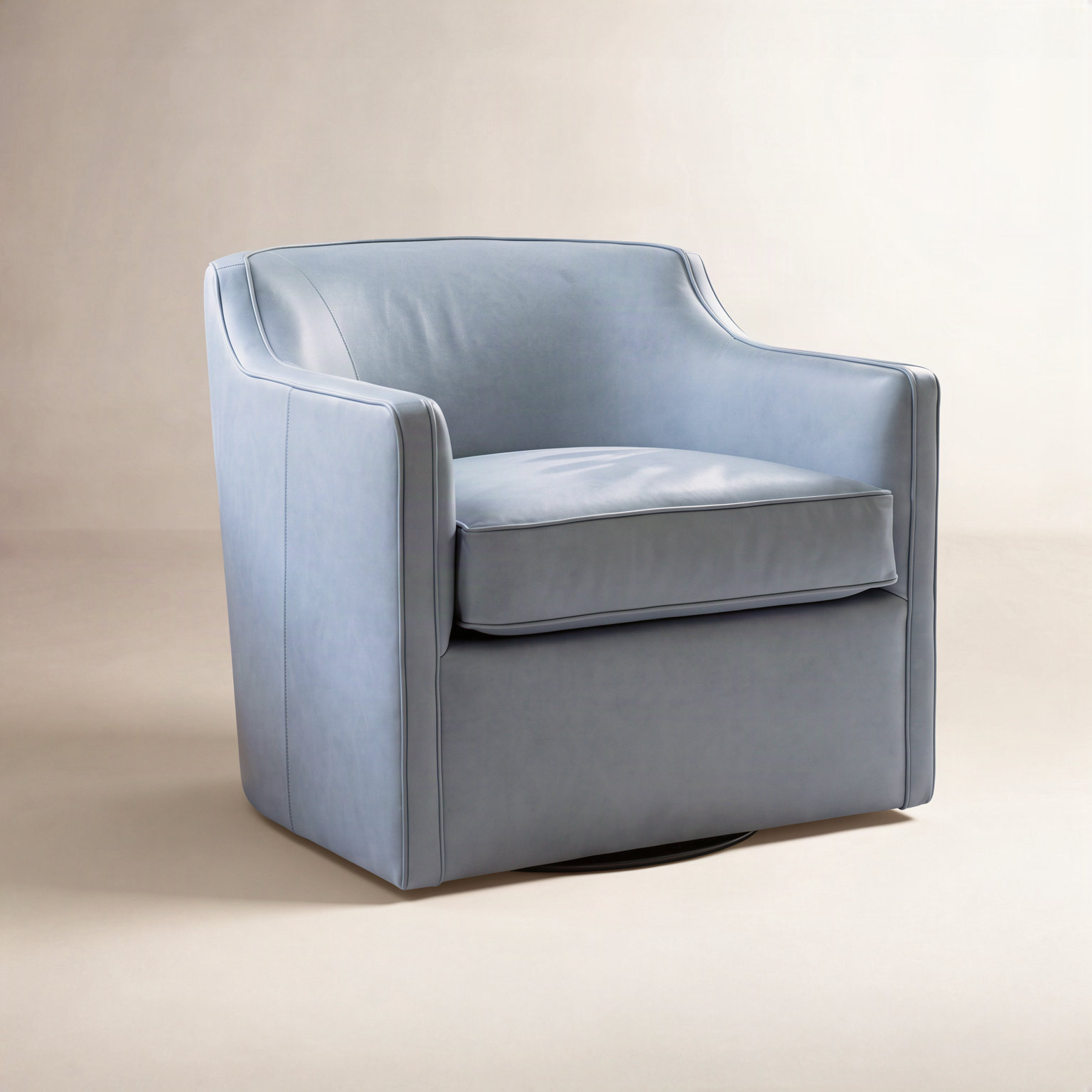 Marietta Genuine Leather Swivel Armchair, Steamboat Caramel Genuine Leather