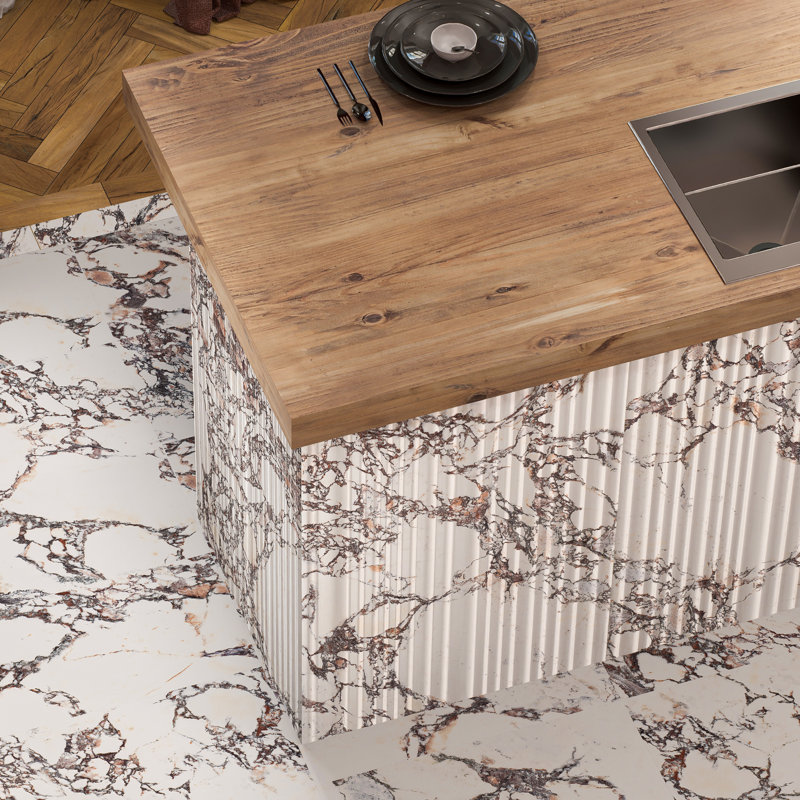 Touche Pleated Deco 23-1/2 In. X 47-1/8 In. Porcelain Floor And Wall Tile