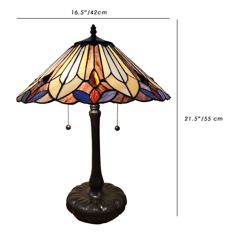 Stained Glass Table Lamp, Handcrafted Tiffany Style Shade, Antique Home Decor