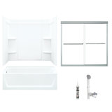 60" W x 77" H Frameless Rectangle Sliding Tub & Shower Kit with Towel Bar and Base Included
