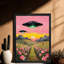 OVNI rétro et art mural noir, reproduction de paysage rétro surréel-1394827351