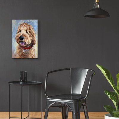 Art mural en verre Red Barrel Studio® «Dogs Goldendoodle» par Lindsay Kivi