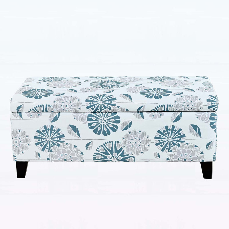 Storage Bench with Floral Patterned Fabric