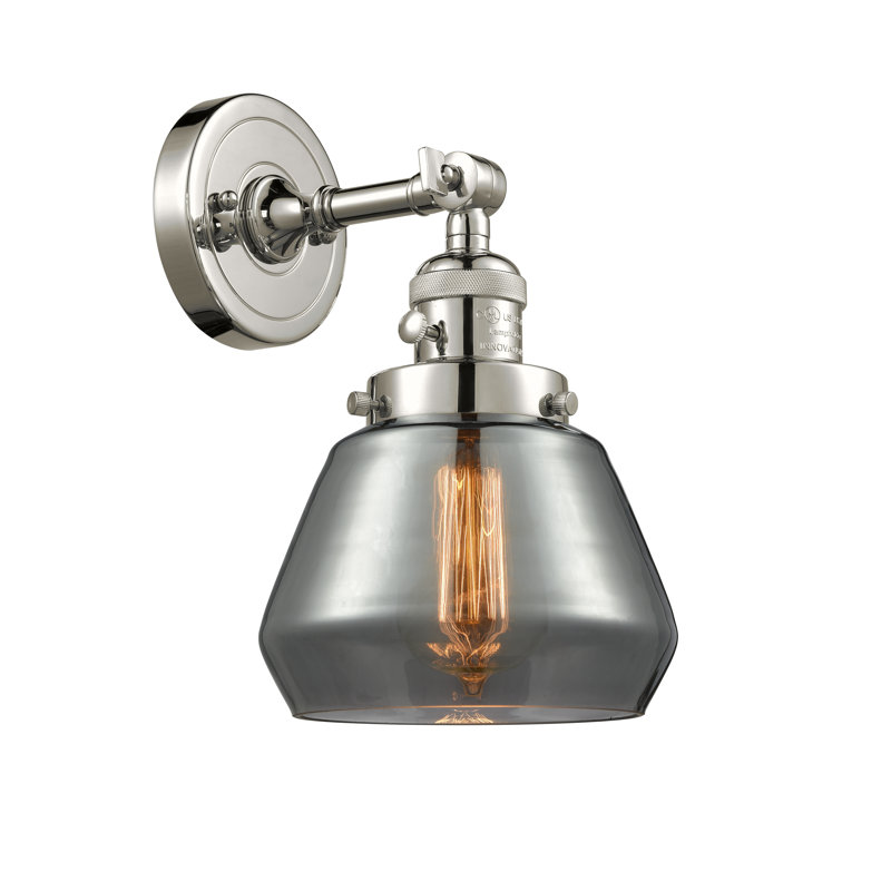 Applique murale à bras 1 lumière Chill, Plaqué couleur fumée, Ampoule incandescente rétro de 60 watts, Nickel poli