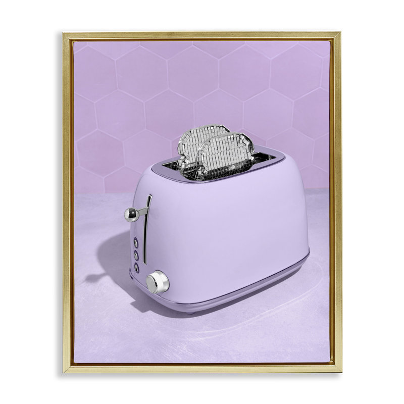 Disco Toast sur cadre flottant mauve, design par Lish Creative, 21 x 17, Cadre flottant métallique doré