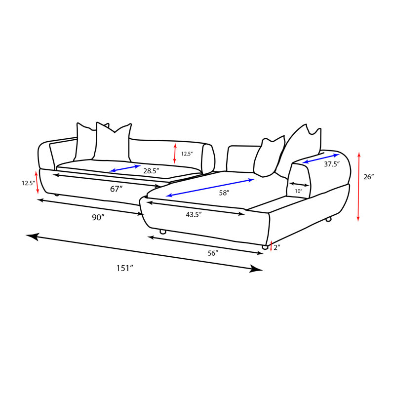 Amara Modern Sectional Sofa with Wood Panel