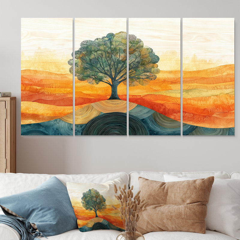 Baobab africain avec des racines de sérénité V - Art mural arbre - décoration murale moderne, H 28 po x l 48 po, 4