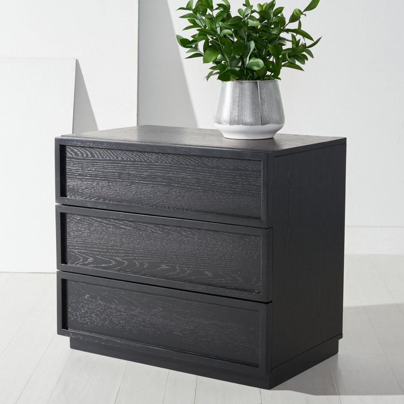 Commode 3 tiroirs Hudson, Noir, noir, noir, noir