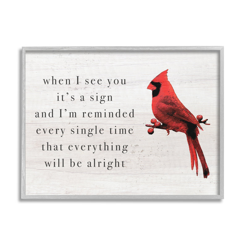 «When I See You Cardinal Expression encadrée sur bois» par Lil 'Rue, impression, L 11 po x H 14 po