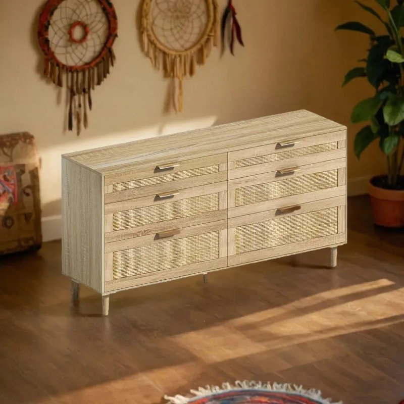 Commode 59 "en rotin avec tiroirs, Naturel