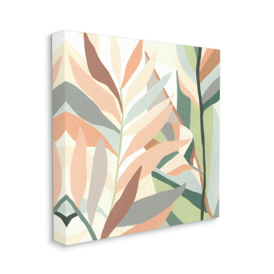 Au-704-Toile, feuilles de palmier tropicales contemporaines sur toile par June Erica Vess, peinture