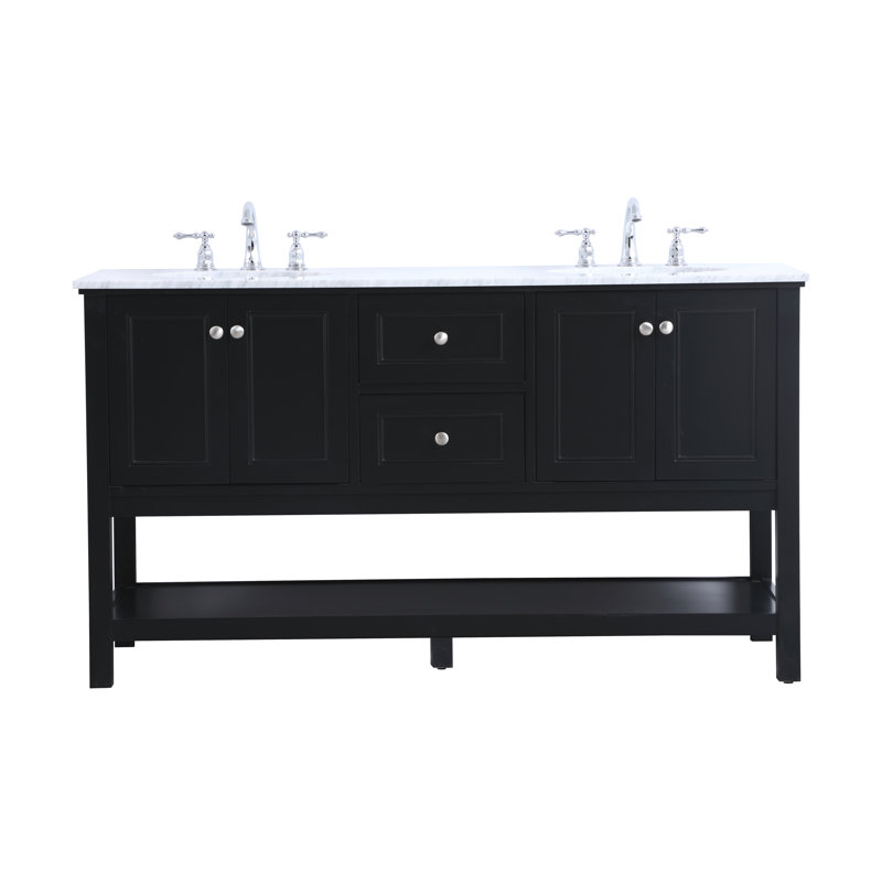 Ensemble de meuble-lavabo double 60 po Bonsai, Noir
