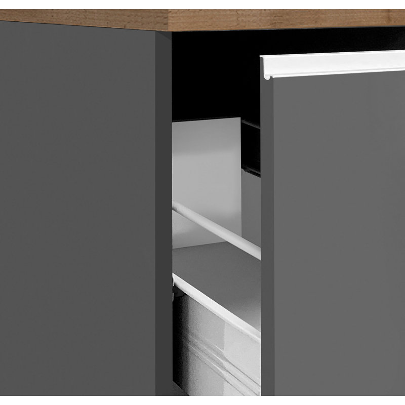 Rafie Wood Kitchen Island, Oak Wood, Grey