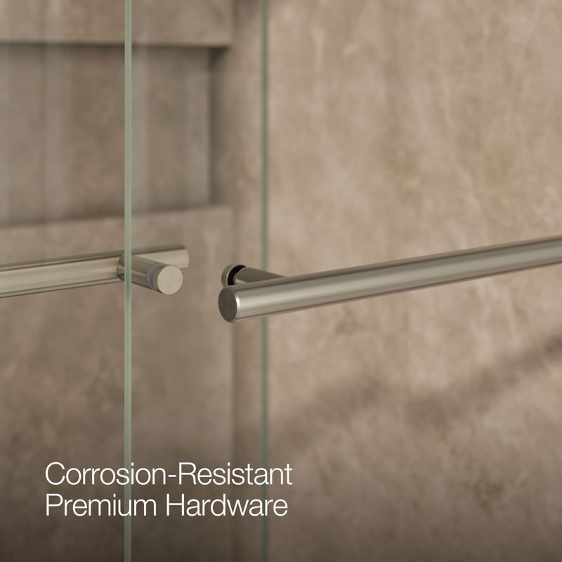 Levity Plus Less Sliding Shower Door, 77-9/16 In. H X 56-5/8 - 59-5/8 In. W, With 5/16 In.-Thick Crystal Clear Glass, Nickel
