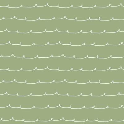 Papier peint rayé vert Wiggle Line