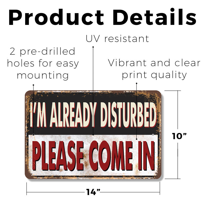 Je suis déjà dérangé, veuillez entrer en plastique 10 po x 14 po, H 10 po x l 14 po x P 0,1 po