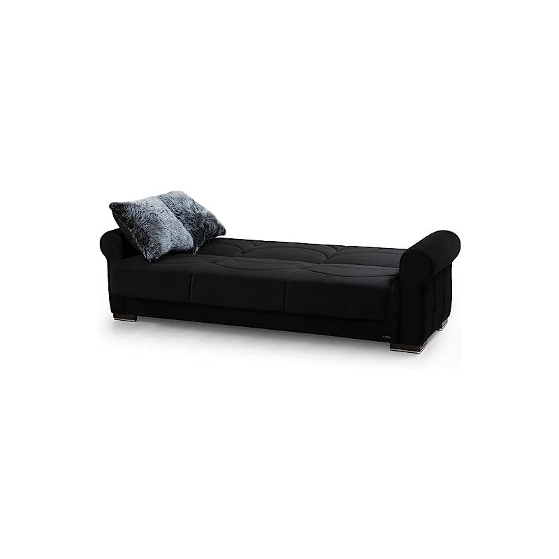 Canapé-lit convertible en tissu Iliyank , Mélange de polyester noir