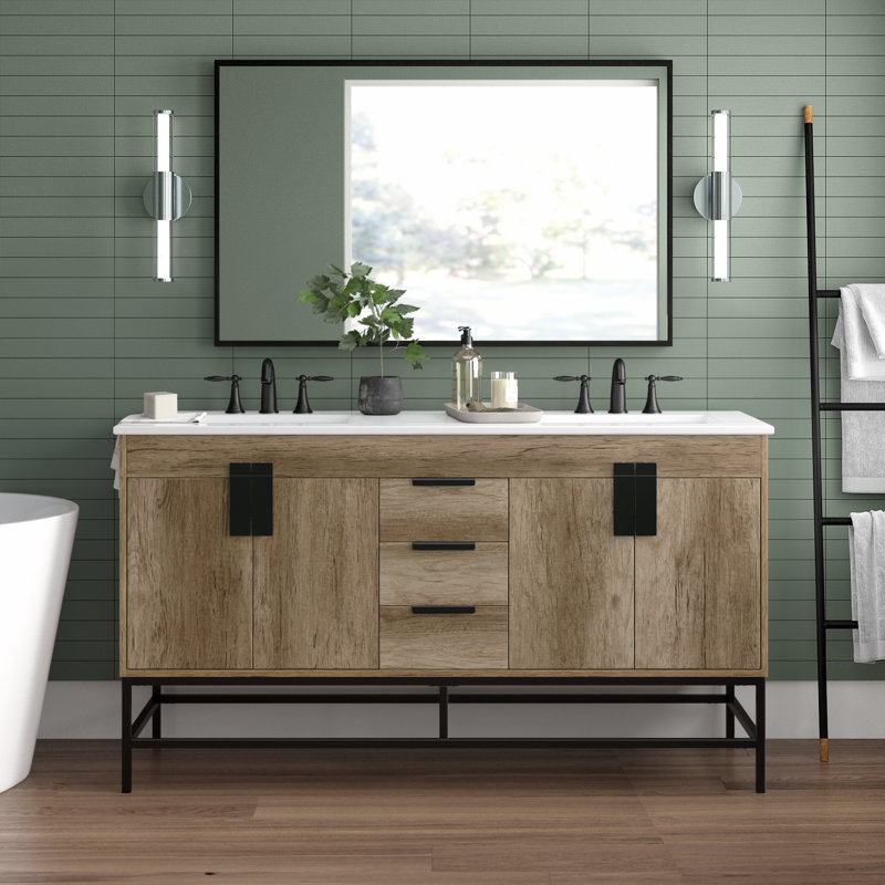 Eugene 60" Double Bathroom Vanity Set, Green