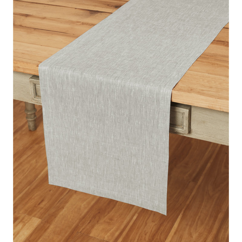 100% Pure Linen Table Runner - Athena, 36" x 14", Oyster Gray