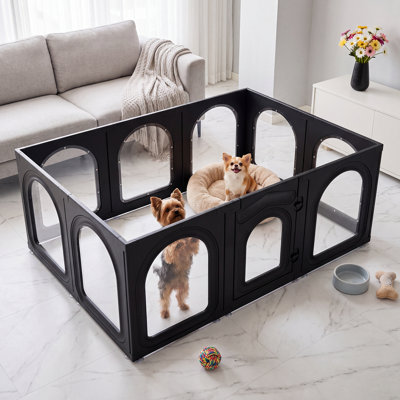 Acrylic Dog Playpen Indoor, 23.6" H 10 Panels Clear Dog Play Pen for Small Dogs & Puppies, Tool-Free Setup Puppy Playpen, Modern Pet Playpen for Cats, Rabbits & Small Pets