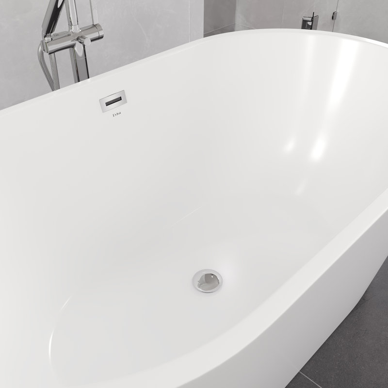 Baignoire autoportante ovale en acrylique blanc brillant 55 po Eviva Aura