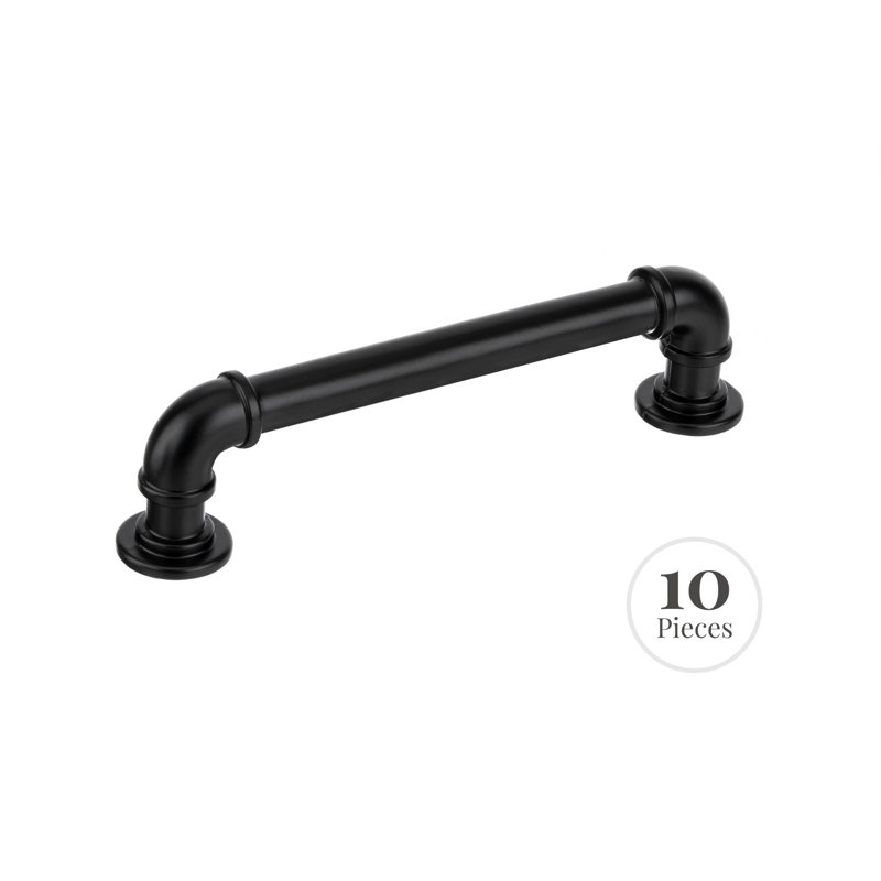 Kingston Brass Industrialist Cabinet Pipe Pull for Kitchen (10-Pack), Matte Black