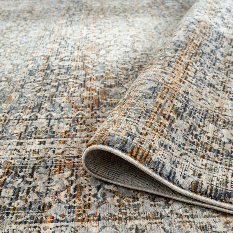 Dmon Floral Area Rug in Blue, Rectangle 8'9" x 11'10"