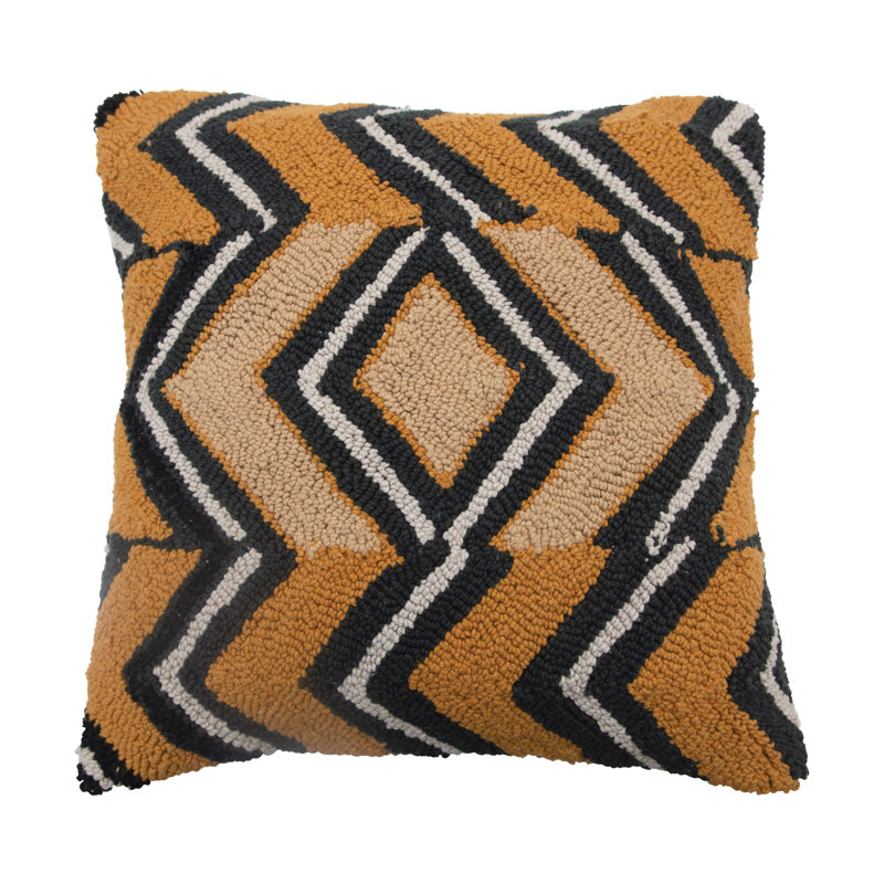 Cotton Punch Hook Pillow With Chevron Design
