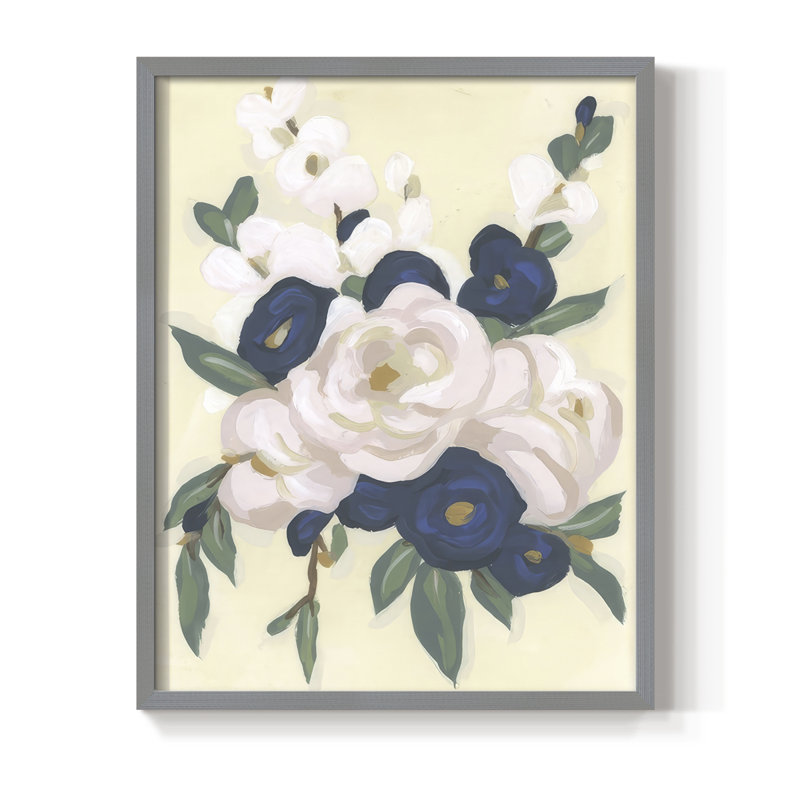 Garden Party Bouquet I Framed Print - Solid Wood, 11" H x 9" W, Gray
