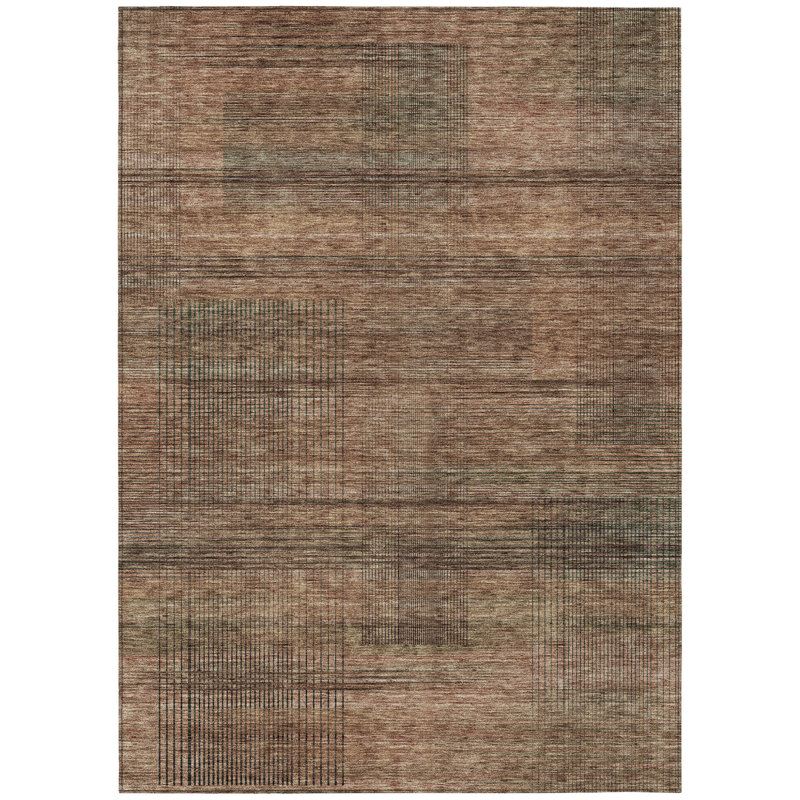 Tapis intérieur lavable rayé cuivre et brun orange 5 pi x 8 pi