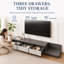 Extendable TV Cabinet with 3 Drawers | Adjustable Width 200-330cm | tv unit in Walnut, Grey & Dark Walnut for 75-100" TVs for Living Room & Bedroom  Modern Minimalist Style-1716549353