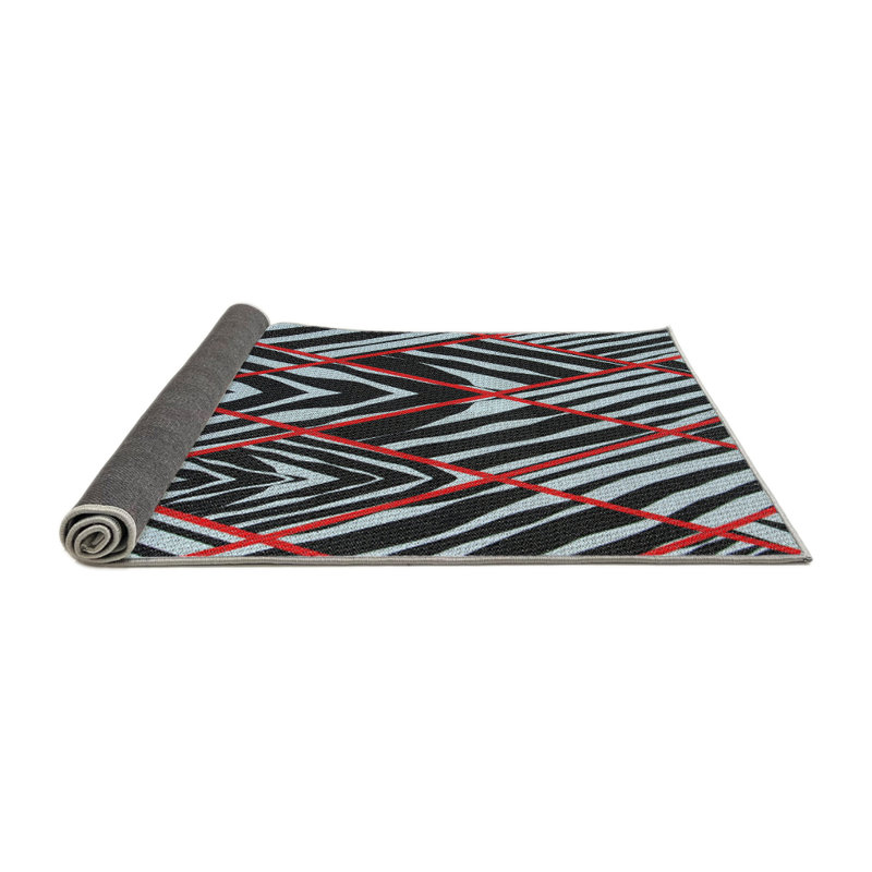 Tapis rouge/bleu marine tissé à la machine, Rond 7 pi