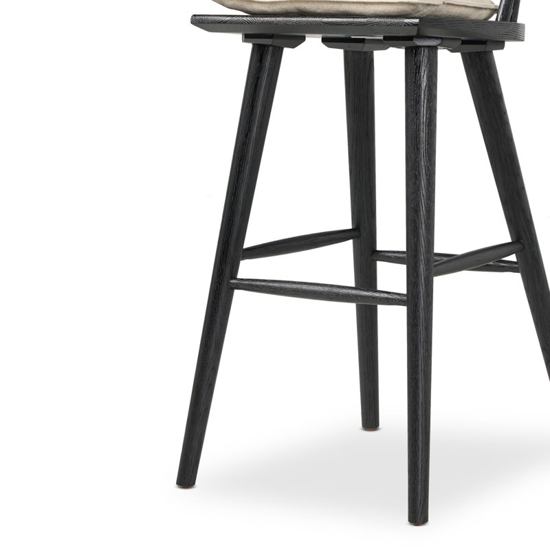 Lewis Windsor Stool With Cushion-Sandy Oak-Counter, Counter Stool (25.02” Seat Height), Black Oak
