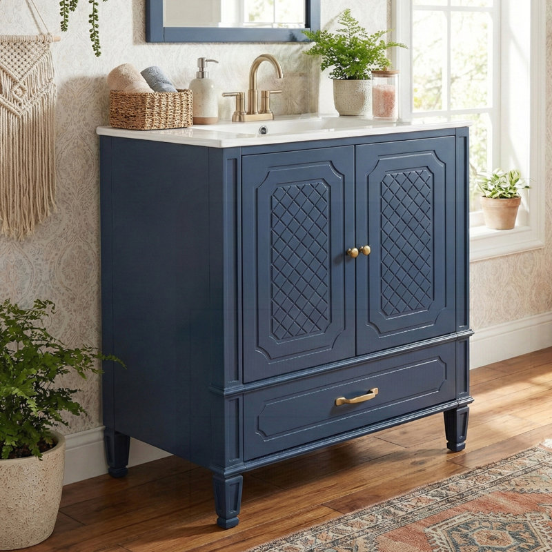 Meuble-lavabo 30 po avec lavabo style rétro
