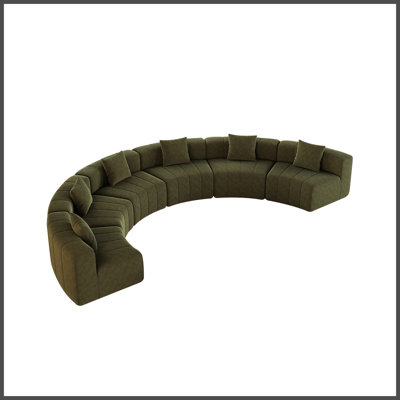 Canapé modulaire courbé en chenille avec 6 coussins, canapé modulaire courbé symétrique semi-circulaire pour la chambre à coucher, le salon, le bureau pour les loisirs ou la sieste, la salle de lecture et le hall d'entrée
