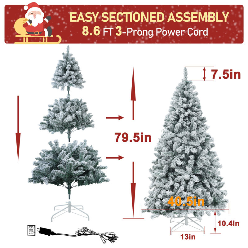 Sapin de Noël artificiel enneigé avec lumières, H 6 pi