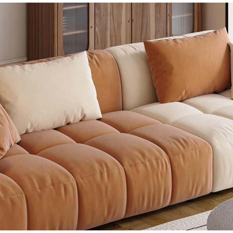 Canapé décontracté de style crème, H 24,8 po x l 106,3 po x P 39,4 po, Brun / blanc cassé