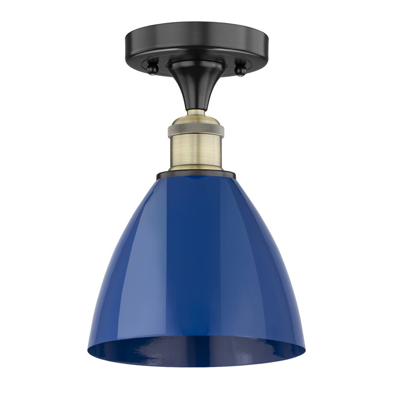 Plafonnier semi-encastré Riegelsville, Laiton antique noir, Bleu