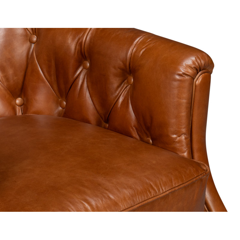 Coolidge Swivel Club Chair, Havana Brown Genuine Leather